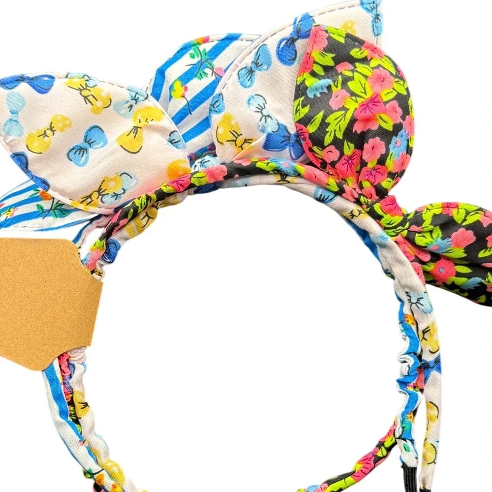 Kids Bunny Ear Headband Set 3pc Floral Striped Bow Hair Accessories Multicolor‎